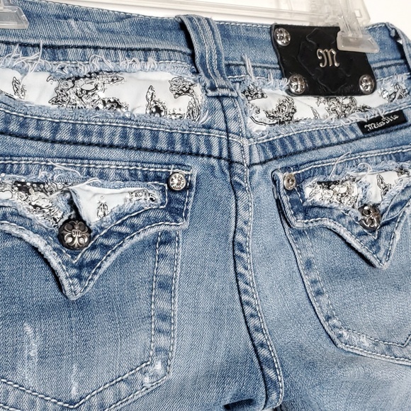 Miss Me Denim - Miss Me Boot Cut Light Wash Jeans With Bling 27